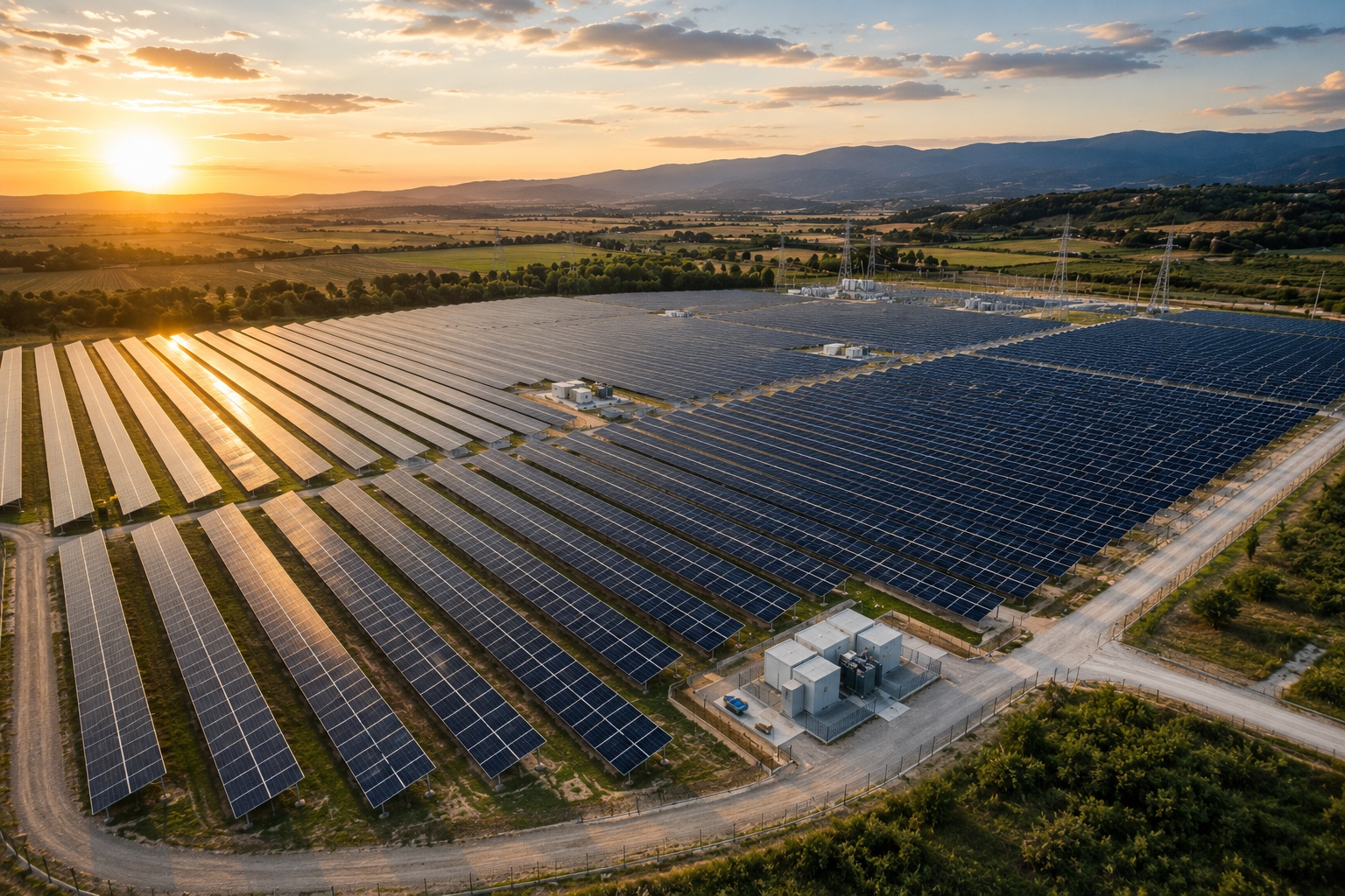 Grande impianto fotovoltaico a terra in scala industriale