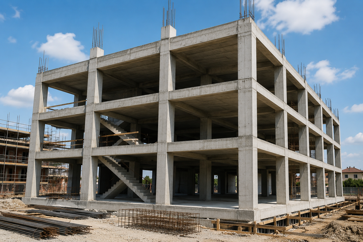 Struttura in cemento armato in fase di realizzazione