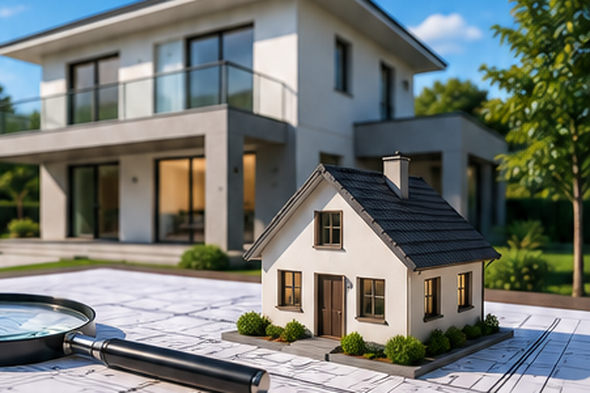 Documenti tecnici e modello di casa per una compravendita immobiliare